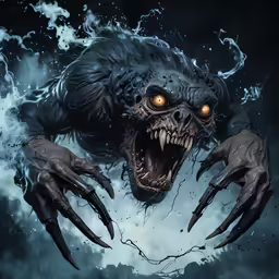 zombie artwork with scary hands and blood on it