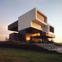 there is a house built up to some stairs