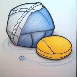 drawing of an object with two colors