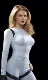 a beautiful blonde wearing white and black in a sexy outfit