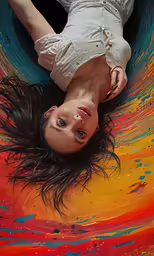 a girl floating on a body of water