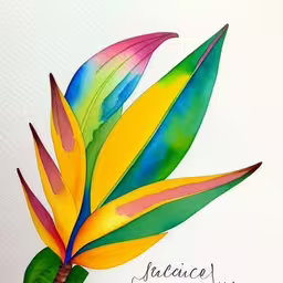 there is a watercolor flower with the words science on it,a close up of the watercolor painting of leaves