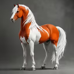 a painted horse is standing on one leg