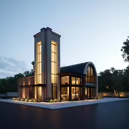 a very tall tower with glass windows on the outside