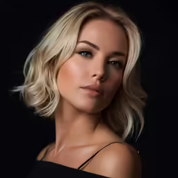 a blond woman with blue eyes and blonde hair