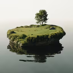 there is a small island with a tree on it