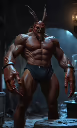 a photo of an action man dressed as a horned creature