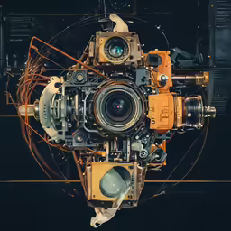an overhead view of an object in the dark