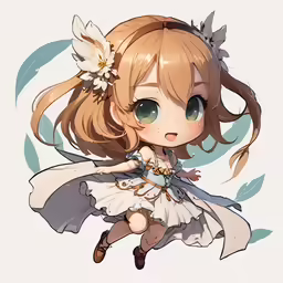 a pretty blonde anime girl with a big white flower in her hair