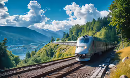 a large long train on a steel track