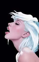 a lady with white hair, dressed in black