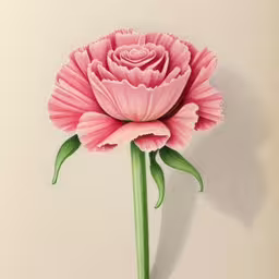a drawing of a pink flower against a white background,drawing of a pink flower on a white background