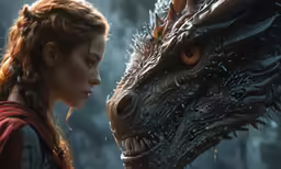a woman and a dragon in a scene from the film