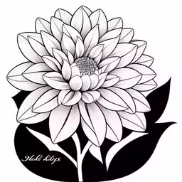 the white flower is drawn in ink on a black and white background,a lotus flower with the word