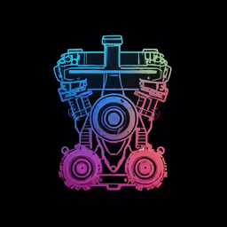 the image shows an engine and the wheels
