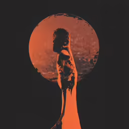 the girl is holding onto the full moon