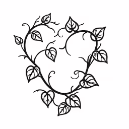 a heart shaped drawing with leaves attached to it