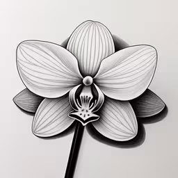 a drawing of a large flower sitting on top of a white surface,drawing of flower on white paper with black pen