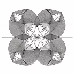 an object with triangles made up of the faces and head of a person,two lines show the different angles to make a circular structure