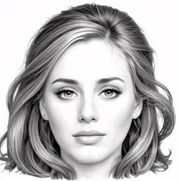 a drawing of a woman with long hair and makeup