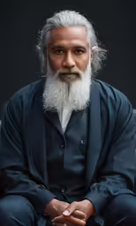 a man sitting down with his hands folded