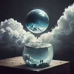 the bubbles in the vase are clear to see if they are floating
