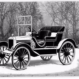 an old time black and white photo of a vintage car