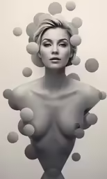 a woman with lots of balls on her body