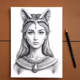 a drawing of a girl with cat ears