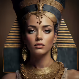 a woman in a golden dress and costume