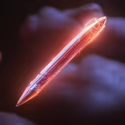 a pen is being held by someone holding its hand