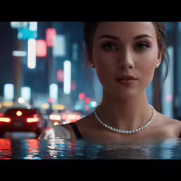 a woman with pearls and an elegant necklace
