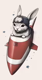 a cat that is sitting on a rocket with stars