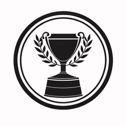 a black and white cup and laurel trophy icon