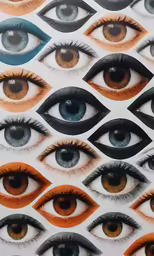 many different colored eyes with long lashes