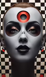 a model wearing an unusual make - up