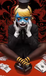 a painting of a woman with makeup and makeup