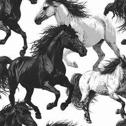 black and white horse prints are featured with the colors
