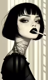 the girl with the cigarette has tattoos on her face