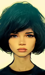 an image of a woman with green hair