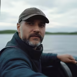 a man in a boat on a body of water
