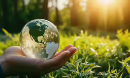 a person holding a glass globe in their hand