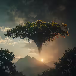 a tree in the middle of a forest