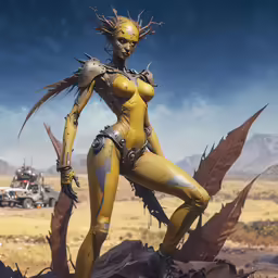 an image of a woman dressed in futuristic style attire
