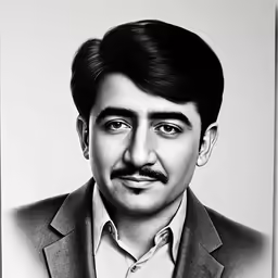a pencil drawing of a man with a mustache