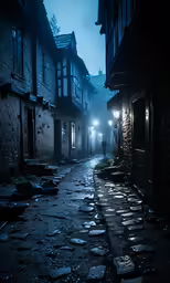 a man walking down an alley in the rain