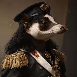 an odd animal dressed in some kind of costume