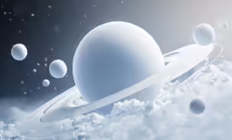 a white ball that has bubbles on it and some other things