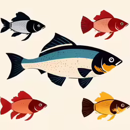 a group of fish standing next to each other