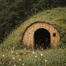 a photo taken from the front of a house in the woods